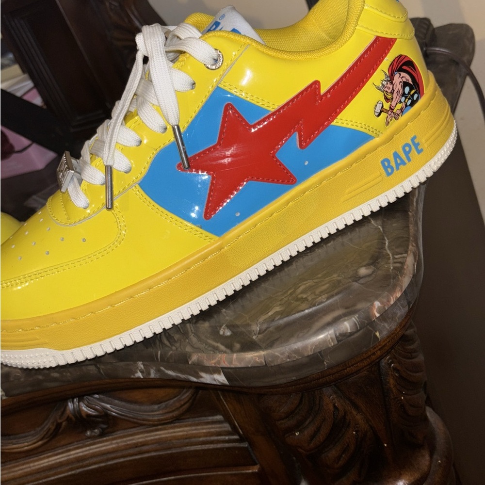 Bape Kids Yellow and Red Star Sneakers